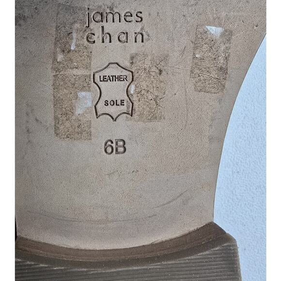 James Chan Gracie Embossed Snakeskin Lace-up Flats Metallic Pointed Toe 6 B - Picture 8 of 8